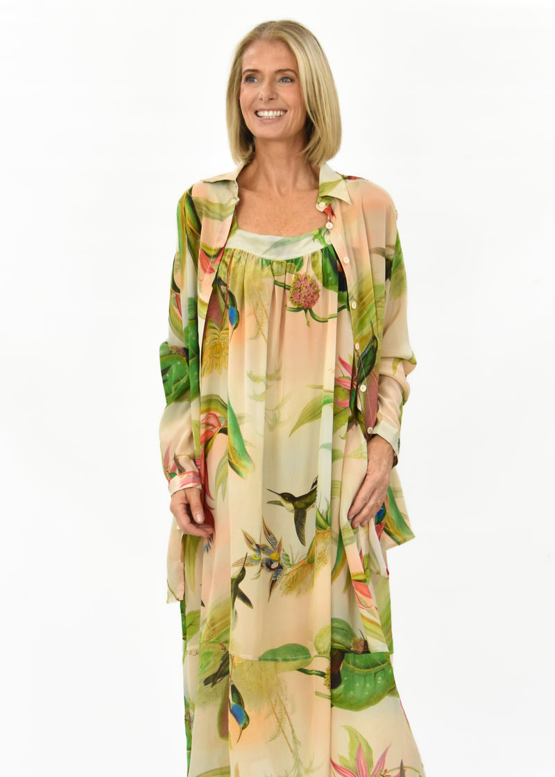 Dream Silk Dress - Birds